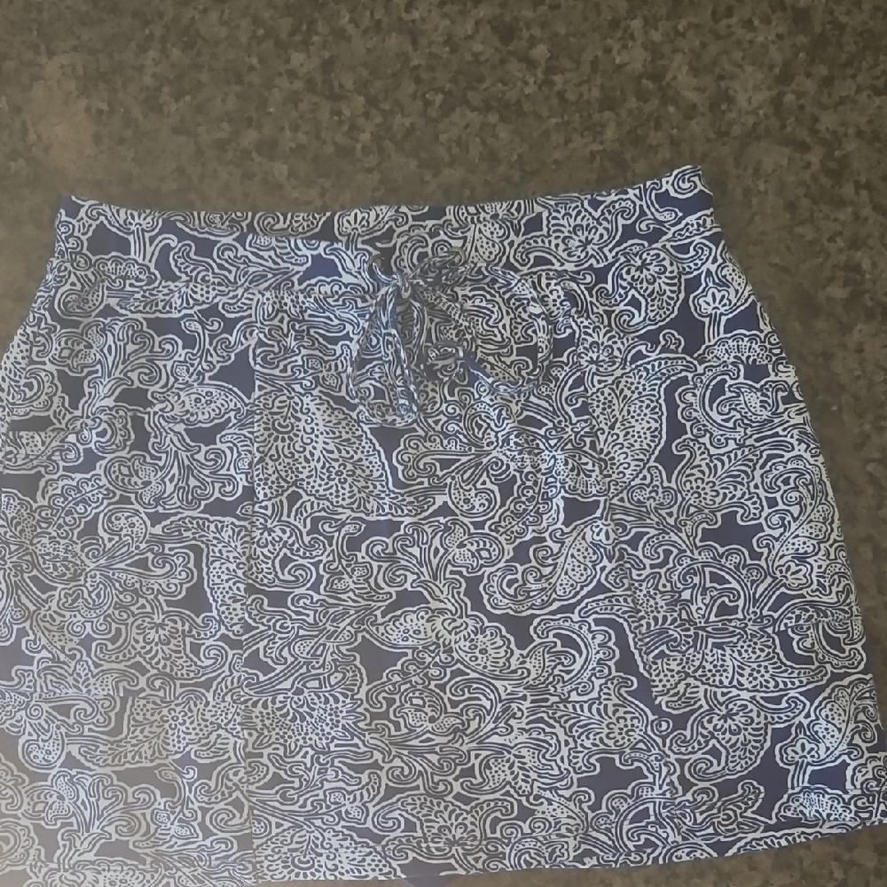 Navy Blue Patterned Women's Skort
